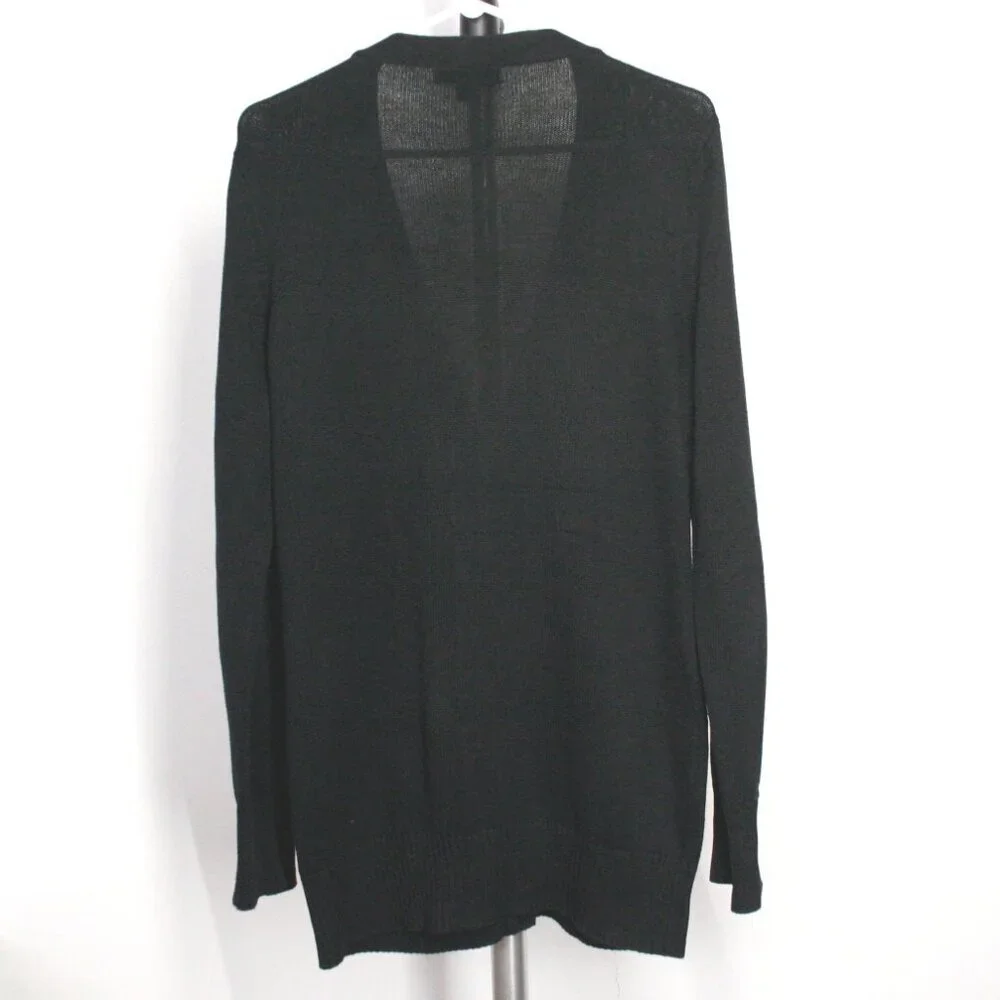 Banana Republic Factory Black V-Neck Lightweight Cable Knit‎ Midi Cardigan Sz L - Picture 6 of 10